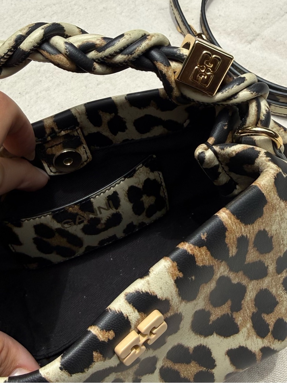 Ganni Leopard Mini Top-Handle Bag - Picture 4 of 8